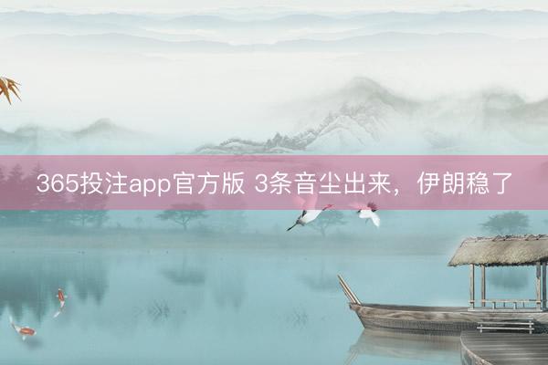 365投注app官方版 3条音尘出来，伊朗稳了