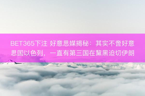 BET365下注 好意思媒揭秘：其实不啻好意思国以色列，一直有第三国在黧黑迫切伊朗