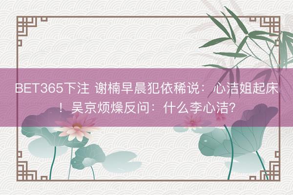 BET365下注 谢楠早晨犯依稀说：心洁姐起床！吴京烦燥反问：什么李心洁？