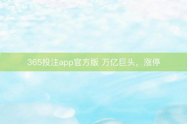 365投注app官方版 万亿巨头，涨停