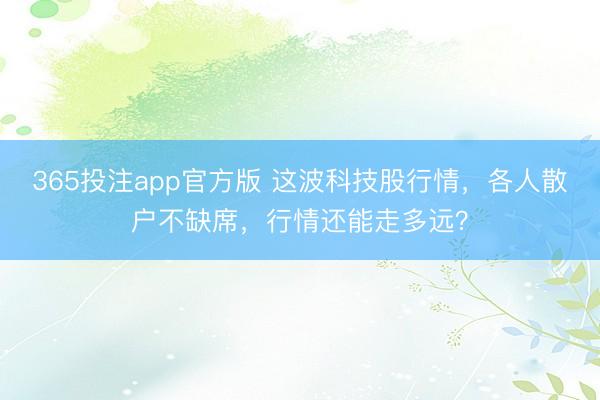 365投注app官方版 这波科技股行情，各人散户不缺席，行情还能走多远？