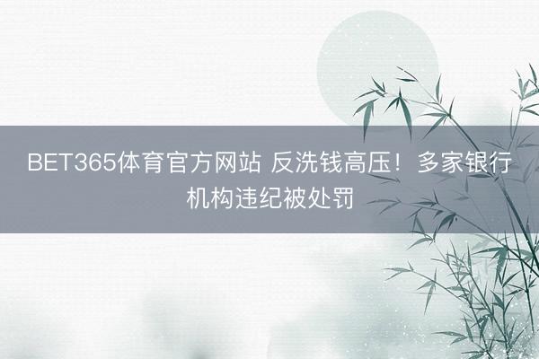 BET365体育官方网站 反洗钱高压！多家银行机构违纪被处罚