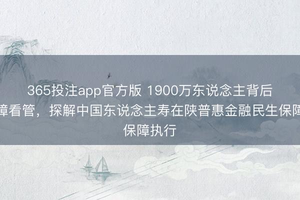 365投注app官方版 1900万东说念主背后的保障看管，探解中国东说念主寿在陕普惠金融民生保障执行