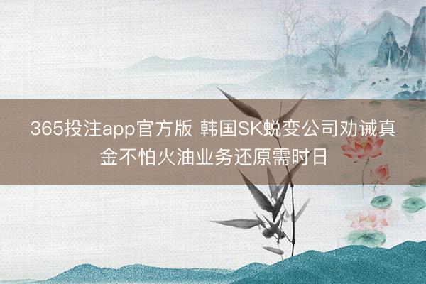 365投注app官方版 韩国SK蜕变公司劝诫真金不怕火油业务还原需时日