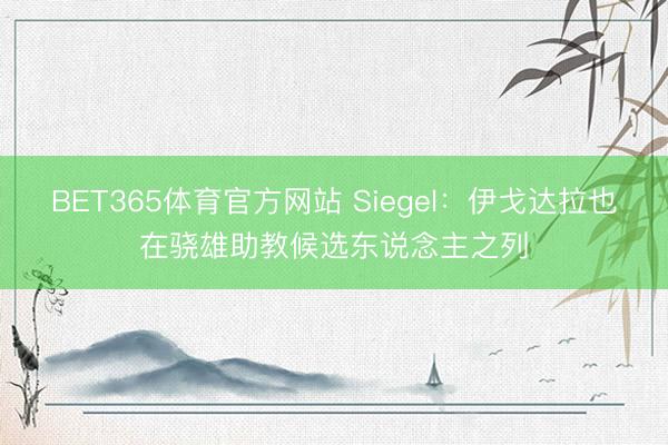 BET365体育官方网站 Siegel：伊戈达拉也在骁雄助教候选东说念主之列