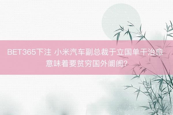 BET365下注 小米汽车副总裁于立国单干治愈 意味着要贫穷国外阛阓?