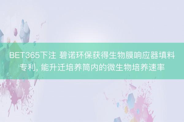 BET365下注 碧诺环保获得生物膜响应器填料专利, 能升迁培养筒内的微生物培养速率