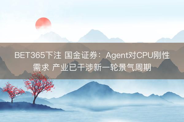 BET365下注 国金证券：Agent对CPU刚性需求 产业已干涉新一轮景气周期
