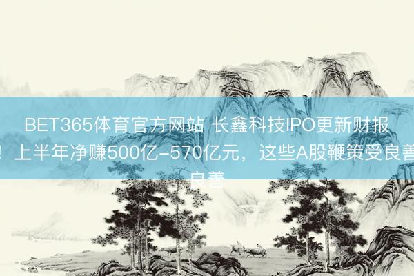 BET365体育官方网站 长鑫科技IPO更新财报！上半年净赚500亿-570亿元，这些A股鞭策受良善