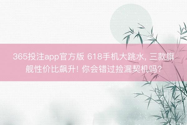 365投注app官方版 618手机大跳水, 三款旗舰性价比飙升!