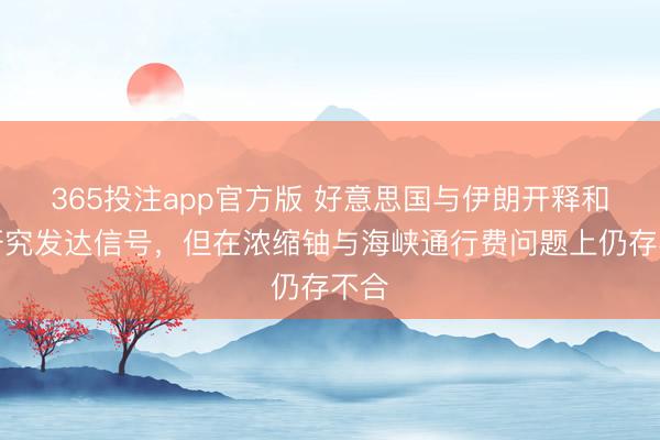365投注app官方版 好意思国与伊朗开释和平研究发达信号，但在浓缩铀与海峡通行费问题上仍存不合