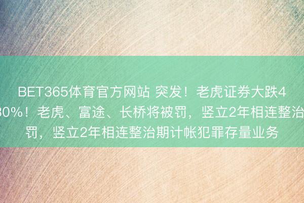 BET365体育官方网站 突发！老虎证券大跌45%，富途控股跌超30%！老虎、富途、长桥将被罚，竖立2年相连整治期计帐犯罪存量业务