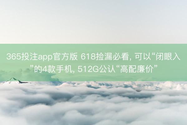 365投注app官方版 618捡漏必看， 可以“闭眼入”的4款手机， 512G公认“高配廉价”