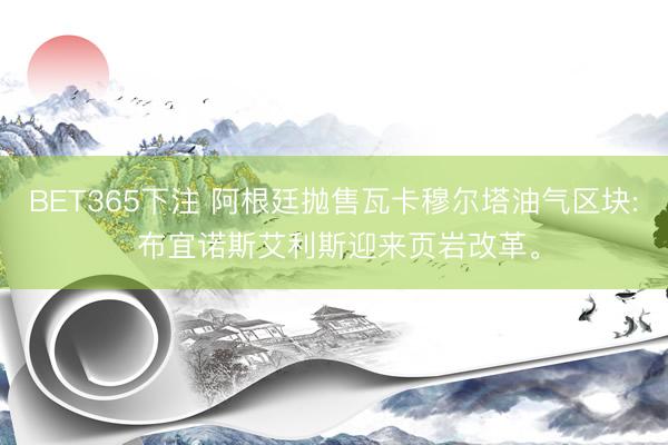 BET365下注 阿根廷抛售瓦卡穆尔塔油气区块: 布宜诺斯艾利斯迎来页岩改革。