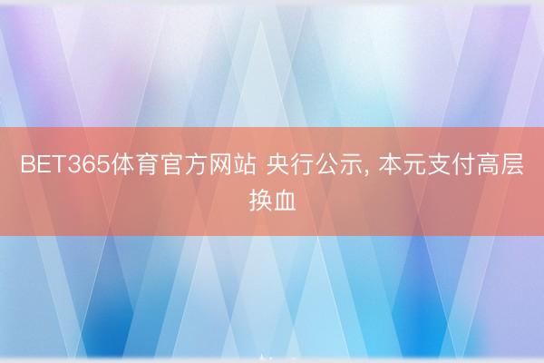 BET365体育官方网站 央行公示， 本元支付高层换血