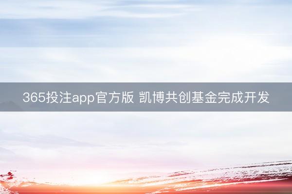 365投注app官方版 凯博共创基金完成开发