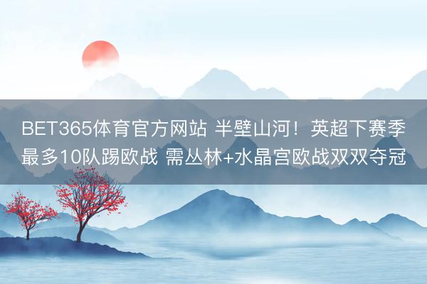 BET365体育官方网站 半壁山河！英超下赛季最多10队踢欧战 