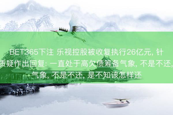 BET365下注 乐视控股被收复执行26亿元， 针对“有钱不还债”质疑作出回复: 一直处于高欠债筹备气象， 不是不还， 是不知该怎样还