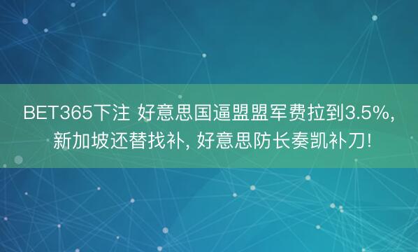 BET365下注 好意思国逼盟盟军费拉到3.5%， 新加坡还替找补， 好意思防长奏凯补刀!
