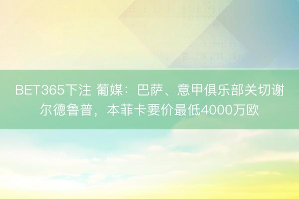 BET365下注 葡媒:巴萨、意甲俱乐部关切谢尔德鲁普,本菲卡要价最低4000万欧