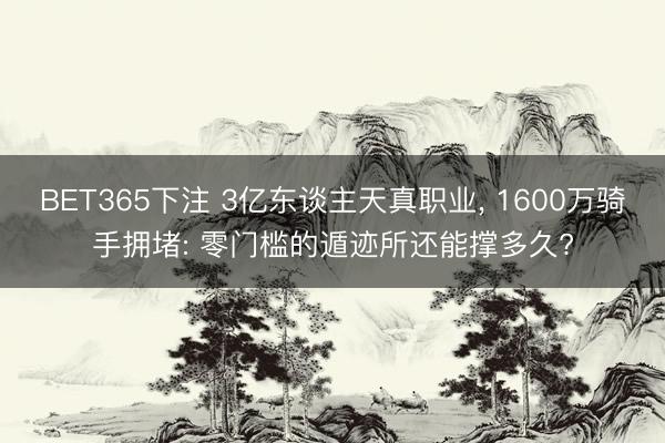BET365下注 3亿东谈主天真职业, 1600万骑手拥堵: 零门槛的遁迹所还能撑多久?