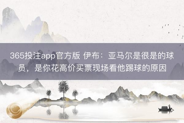 365投注app官方版 伊布:亚马尔是很是的球员,是你花高价买票现场看他踢球的原因