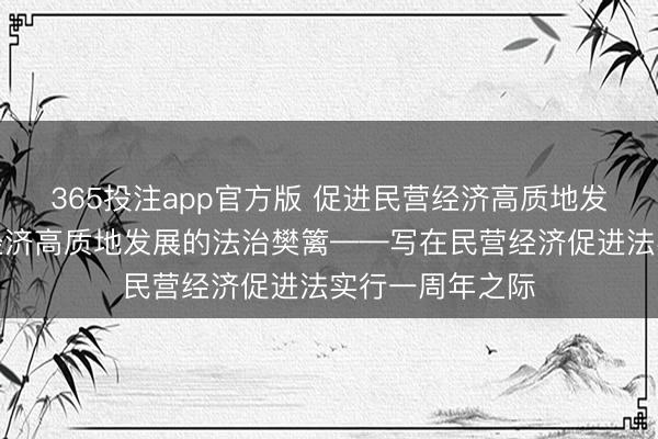 365投注app官方版 促进民营经济高质地发展｜筑牢民营经济高质地发展的法治樊篱——写在民营经济促进法实行一周年之际