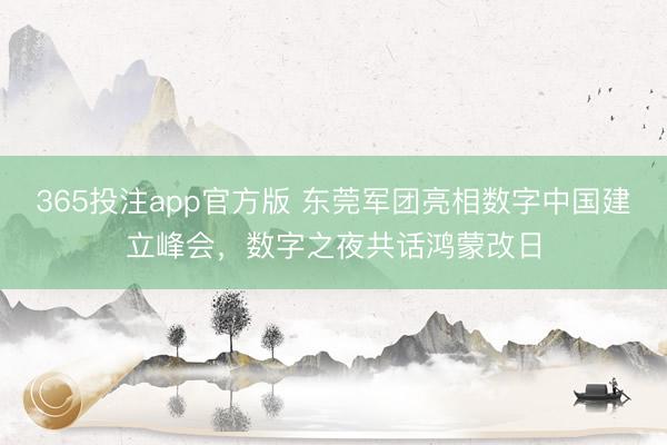 365投注app官方版 东莞军团亮相数字中国建立峰会，数字之夜共话鸿蒙改日