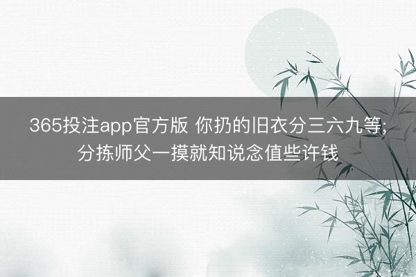 365投注app官方版 你扔的旧衣分三六九等;分拣师父一摸就知说念值些许钱